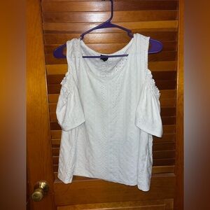 W5 White Ruffled Peakaboo Shoulder